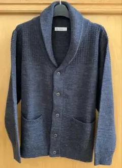 未使用 メンズカーディガンL ダークブルーグレー ショールカラー