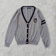 リンジィ ニットカーディガン ワッペン スクールデザイン 羽織り Vネック