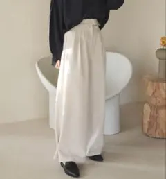 hinari ヘムフック２WAYワイドパンツ　アイボリー　XS