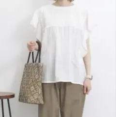 新品　サマンサモスモスブルー　ピンタックフレアスリーブブラウス