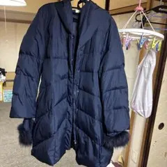 ネイビー フード付き ダウンコート