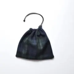 ①visyay「Drawstring Bag」ウールブラックウォッチ