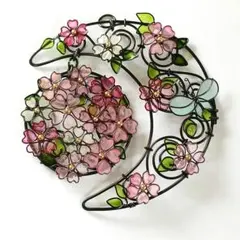 ワイヤークラフト　ハンドメイド壁飾り　(満開の桜)4