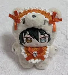 いつぬい ぬい服 スタイ ヘッドドレス オレンジ×ホワイト 編み物