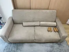 ベージュファブリック2人掛けソファ