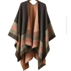 ポンチョ風 ストール 羽織り 大判 ボーダー エスニック