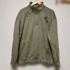 ZARA オリーブグリーン ハーフジップ トレーナー L