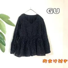 ◉おまけ付き◉ジーユー GU ブラウス シャツ トップス 薄手 ドット 裾フレア
