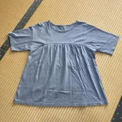 ブルー系 ギャザー切り替え 半袖Tシャツのサムネイル