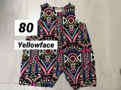 【中古・美品】Yellowface*ピンク*幾何学柄*オーバーオール*80cmのサムネイル