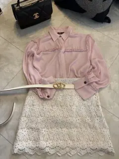 ザラ　ミニスカート　花柄　白　レース　ダイアグラム　ランバン　Valentino