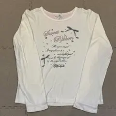 組曲 長袖Tシャツ ホワイト リボン柄