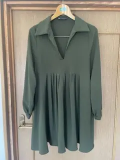 ZARA オリーブグリーン Vネック チュニック S