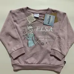 新品　未使用　アナと雪の女王　エルサ　雪の結晶　パープル　裏毛トレーナー　90