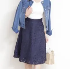 PROPORTIONBODYDRESSING フラワーカットワークフレアスカート