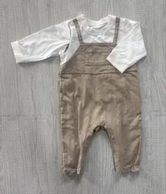 GU ベージュロンパース・カバーオール 70 サロペット風