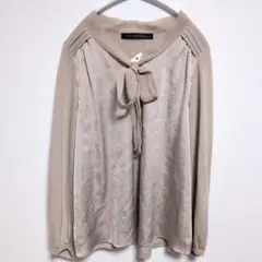 グリーンレーベルリラクシング ボウタイブラウス プルオーバー ベージュ