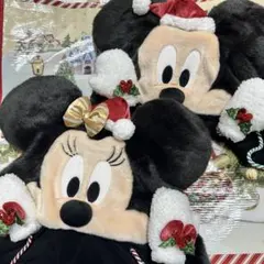 ディズニー　ミニーちゃん ミッキー　サンタ帽子クリスマス　被り物　ファンキャップ