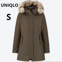 美品 UNIQLO S ノンキルトダウンコート ダウンジャケット オリーブ