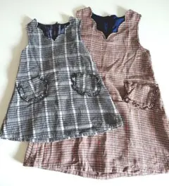 【アプレレクール】チェック ジャンバースカート 90cm 120cm 姉妹お揃い