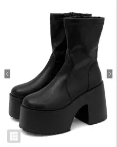 GRL ストレッチチャンキーヒールブーツ ブラック