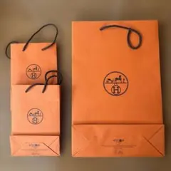 オレンジ色ショップ袋セット 大・小