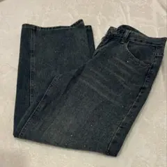 ラインストーンヴィンテージセミワイドデニム