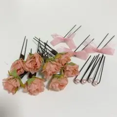 髪飾り　花　パールピン　リボン　新品　ヘアアクセサリー　袴　着物　ブライダル
