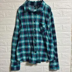 希少！rue21（ルゥトゥエンティワン）チェック柄 ネルシャツブルー系