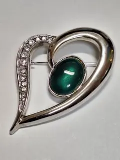 ヴィンテージ　七宝焼　エメラルドグリーン　ブローチ