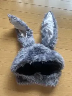 ハロウィン　うさぎ　グレー被り物