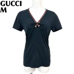 【美品】 GUCCI 半袖VネックTシャツ M ネイビー リボン シェリーラインのサムネイル