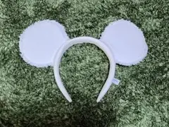 ディズニー ミッキーマウス　カチューシャ　白　デニム　ミッキー