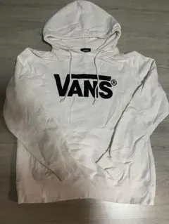 VANS ホワイト ロゴ入り パーカー