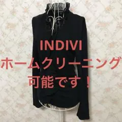 ★INDIVI/インディヴィ★長袖カットソー38(M.9号)ブラック.無地.春秋のサムネイル