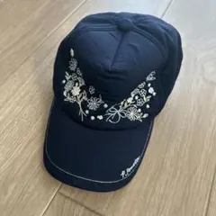 花柄刺繍 ネイビー キャップ　pom ponette juniorのサムネイル