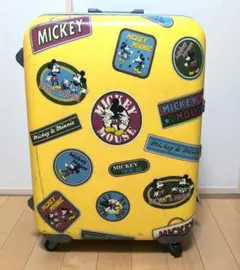 [希少] ミッキーマウスデザイン スーツケース ハードシェル イエロー レトロ風