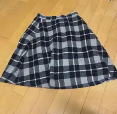 MAJESTIC チェック柄 フレアスカート ネイビー系