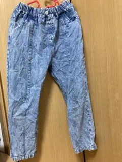 130 ウエストゴム　細身デニム