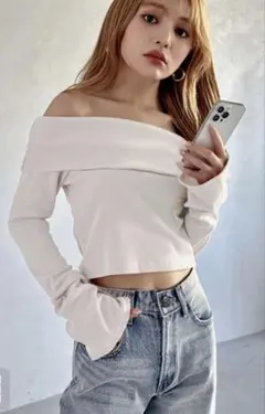 GRL オフショルフレアスリーブテレコトップス[dk1070]