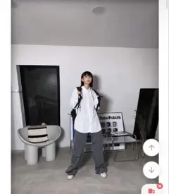 amood ably ホワイト オーバーサイズシャツ 長袖 韓国ファッション