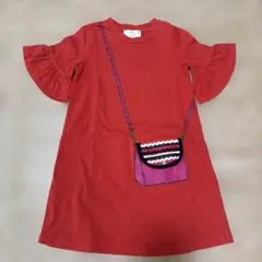 kate spade 赤 ワンピース 110/5Y フリル袖
