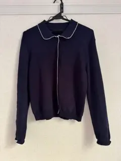 ZARA ネイビー 襟付き長袖カーディガン