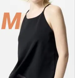 ユニクロ クレープジャージーブラキャミソール M ブラック