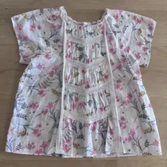 ボンポワン　半袖ブラウス　半袖シャツ　花柄　美品　10A 140cm