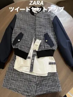 ZARA ツイード セットアップ ネイビー/ホワイト
