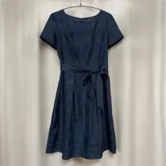 anySiS ワンピース 半袖 ネイビー リボンベルト付き 取り外し可能