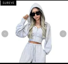 MARI×SUREVE クロップド ジップアップパーカー