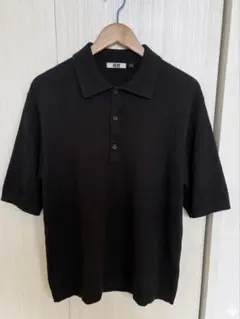 UNIQLO U ユニクロユー 半袖ニットポロシャツ ブラック L 黒