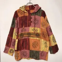 3s4you エスニック オリエンタル 民族 パッチワーク アノラックパーカー